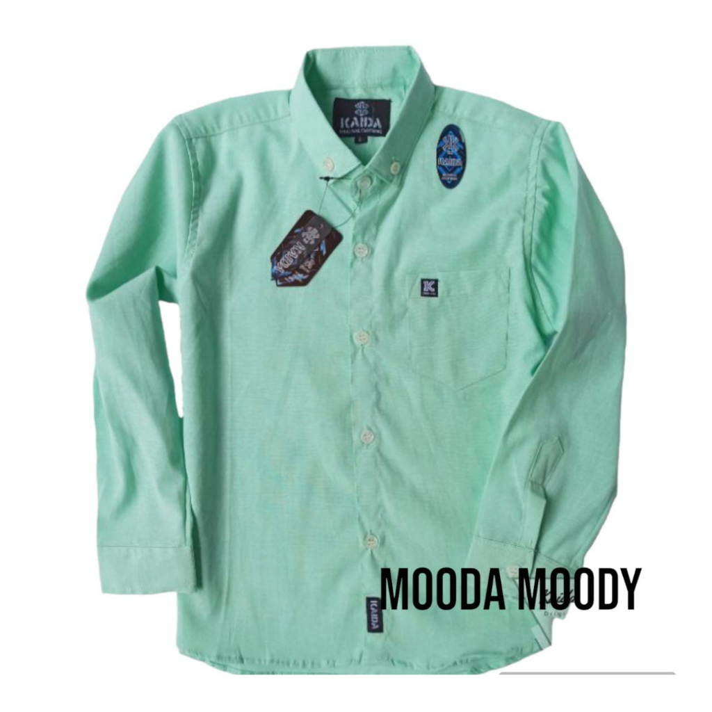 Mooda Moody - Kemeja Anak laki Laki Lengan panjang warna Hijau Mint Kemeja Anak Hijau Sage Kemeja Anak Sage Green