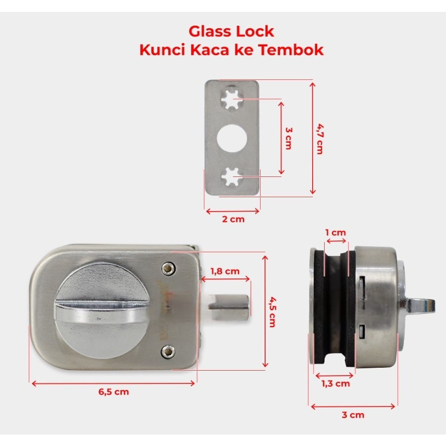Grendel Pintu Kaca / Glass Door Lock