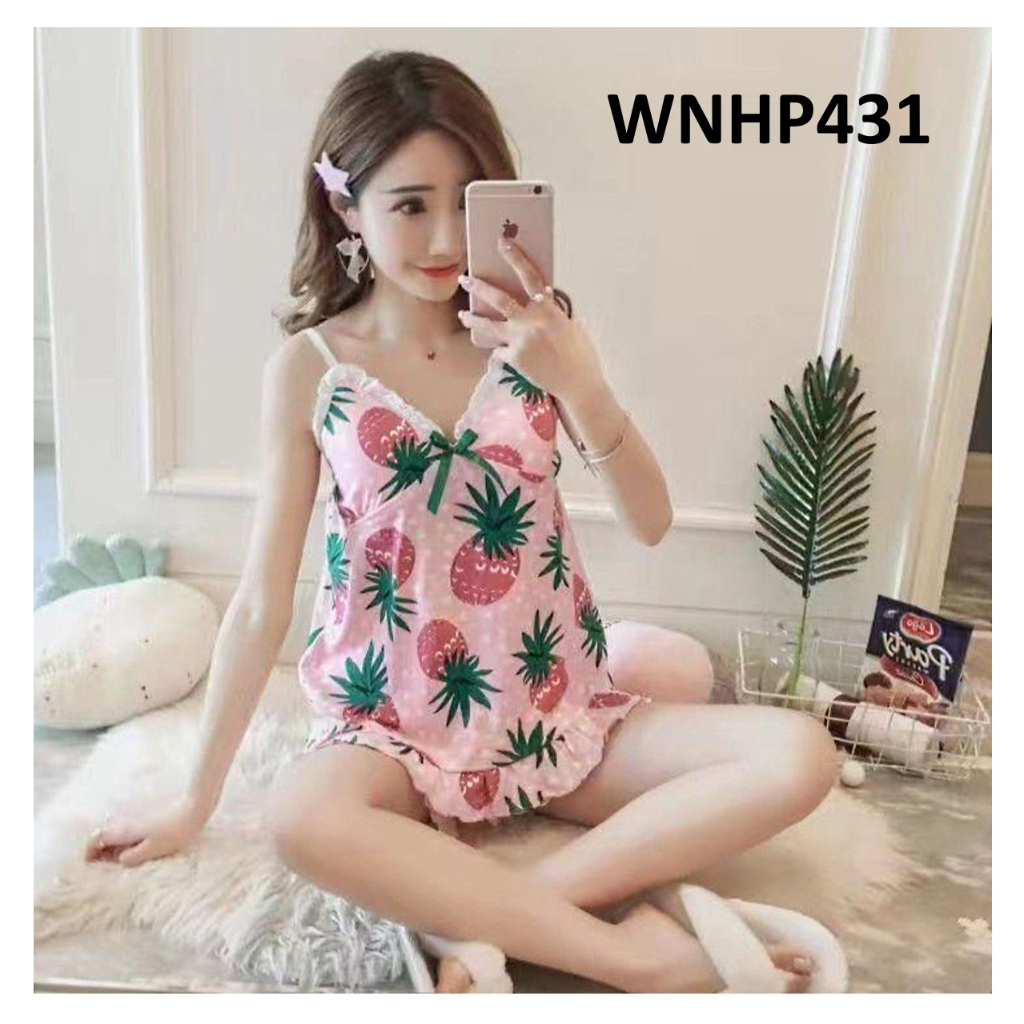 Baju Tidur Wanita Tanktop Renda Flower