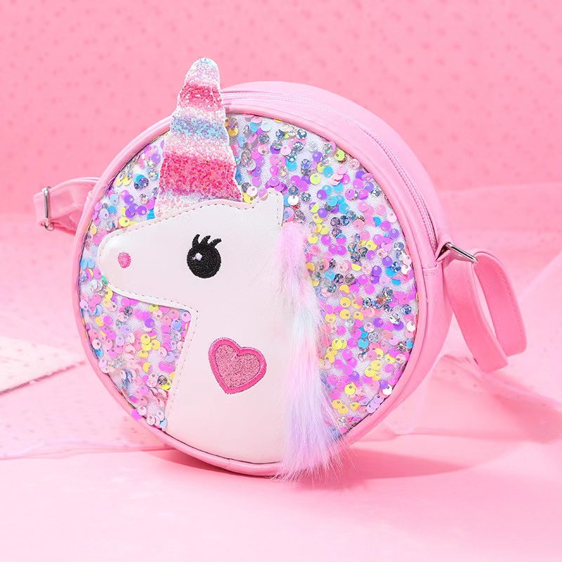 Siswa Baru Gadis Kartun Tas Bahu Payet Unicorn Messenger Bag Glitter Rainbow Flash Powder Tas Pinggang Anak