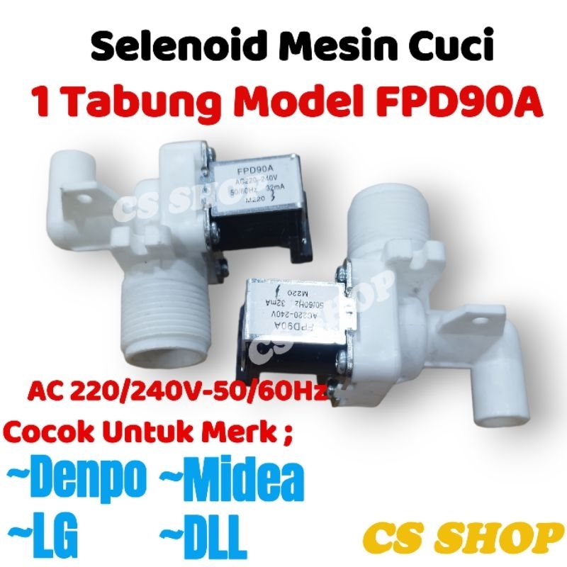 SELENOID WATER INLET VALVE UNTUK MESIN CUCI 1 TABUNG FULL MERK LENGKAP