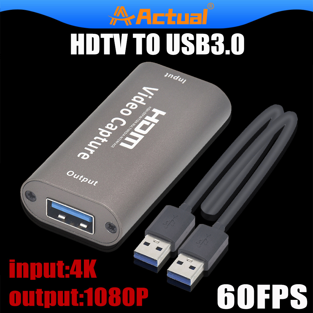 Actual【COD】4K USB 3.0 with cable  Video Capture Card Phone Game Webcast Course Study Video Recording Board 1080P