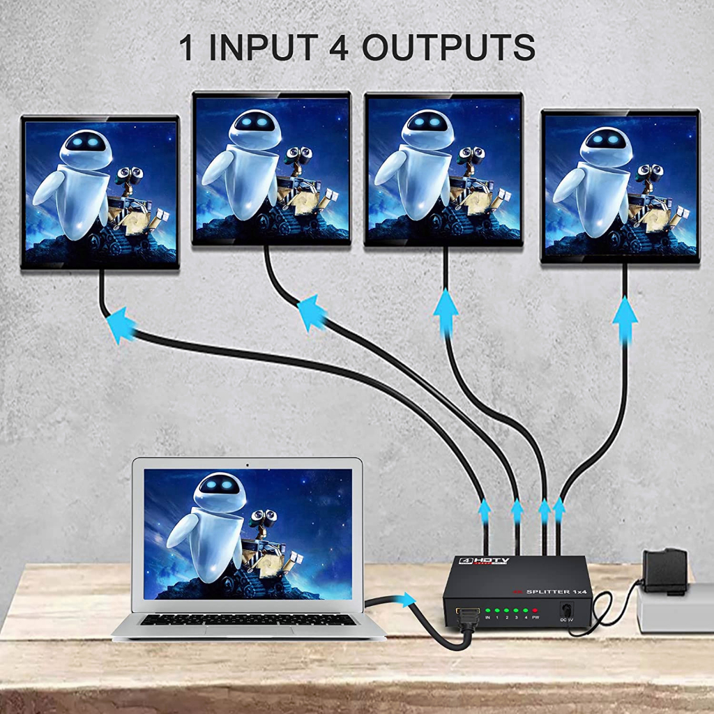 Actual✨Splitter 4 Port Hub Full Video 1X4 HD Spliter Split 1 In 4 Out Repeater Amplifier V1.4 3D 1080P