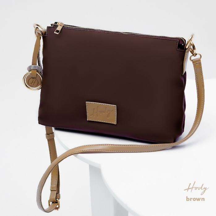 Tas Wanita Selempang Kekinian HODY Felly Bag Sling Bag Premium Waterproof Brown Coklat Cokelat Soklat