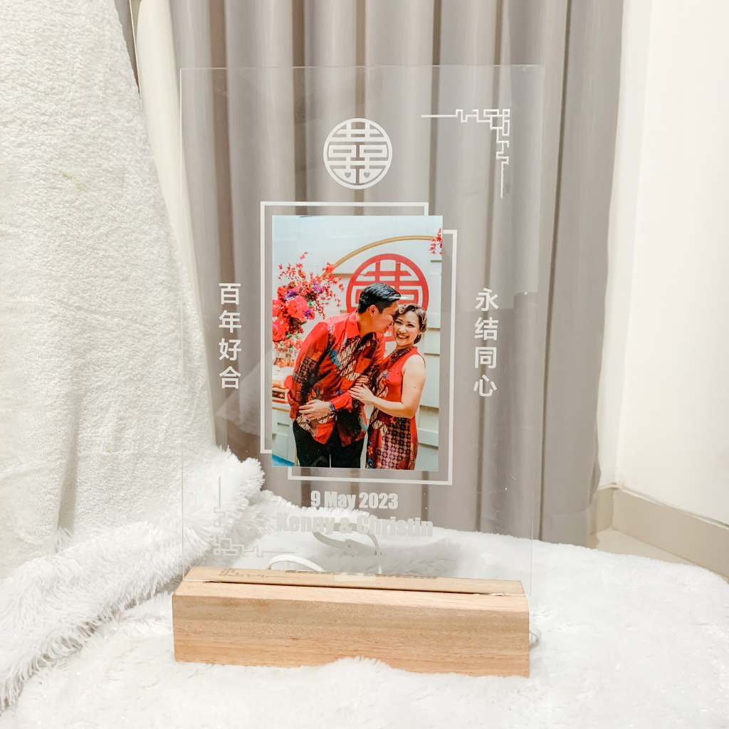 wedding / engagement / birthday announcement gift idea frame decoration with LED lights