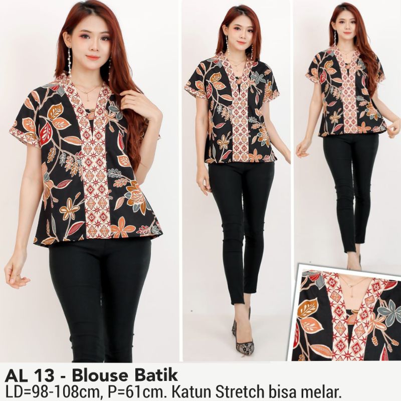 BLOUSE BATIK 417 CANTIK ATASAN KERJA KANTOR WANITA 13 MURAH BAJU CEWEK ETNIK