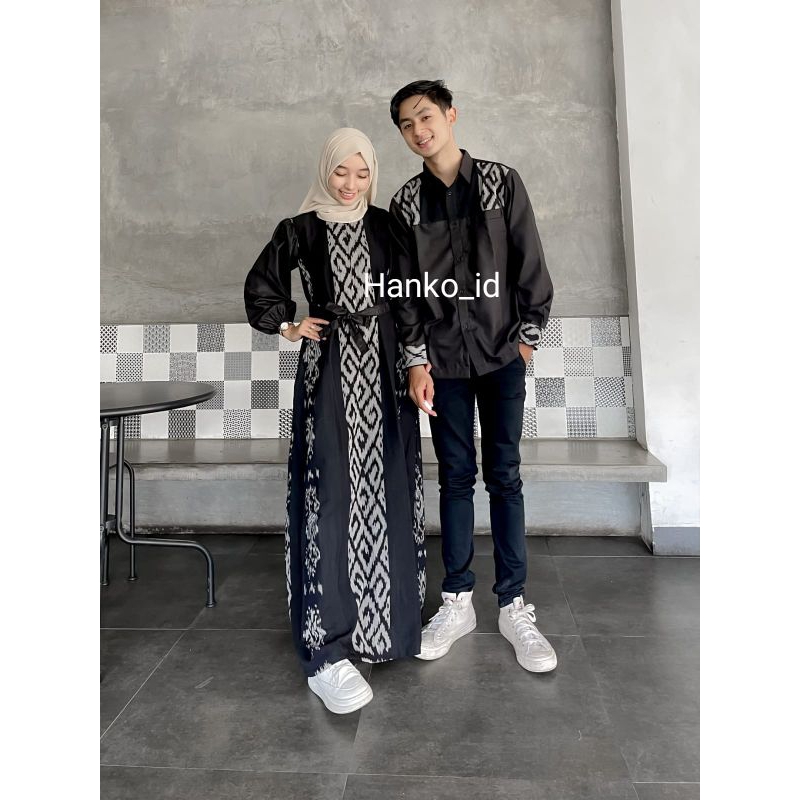 RAYA Black couple tenun - gamis couple tenun