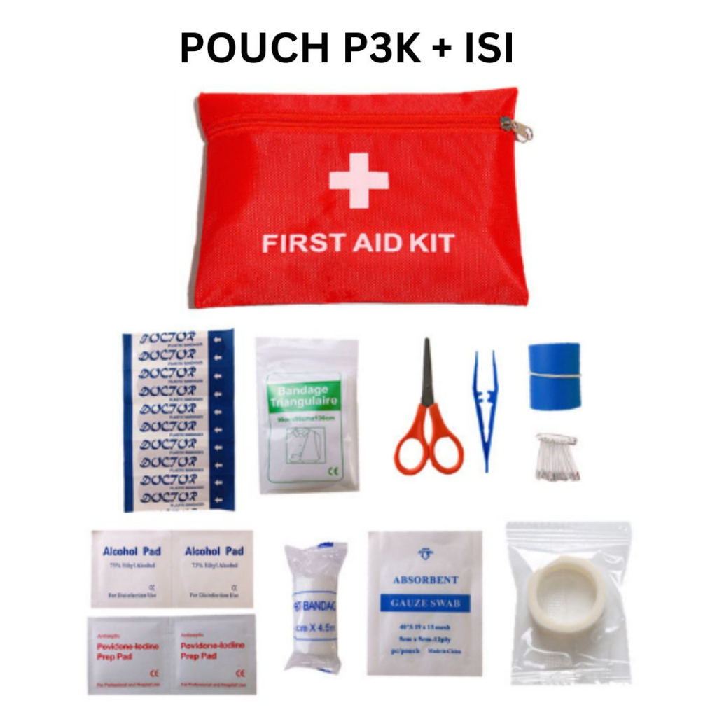 Pouch P3K + isi Pertolongan Pertama First Aid Kit P3K 12 in 1