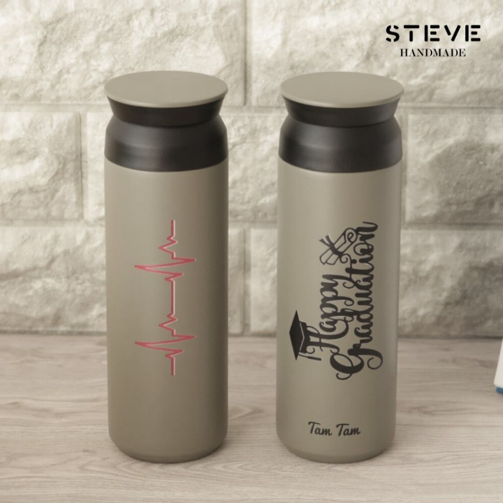 Botol minum stainless termos vacuum tumbler travel mug TM0255 Grey Custom Tahan Air Panas dan Dingin