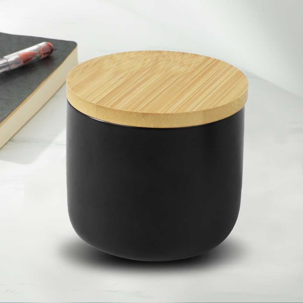 Toples Keramik Tutup Bambu Penyimpanan Makanan Ceramic Storage Jar Wadah Tempat Simpan Snack Cemilan Berkualitas