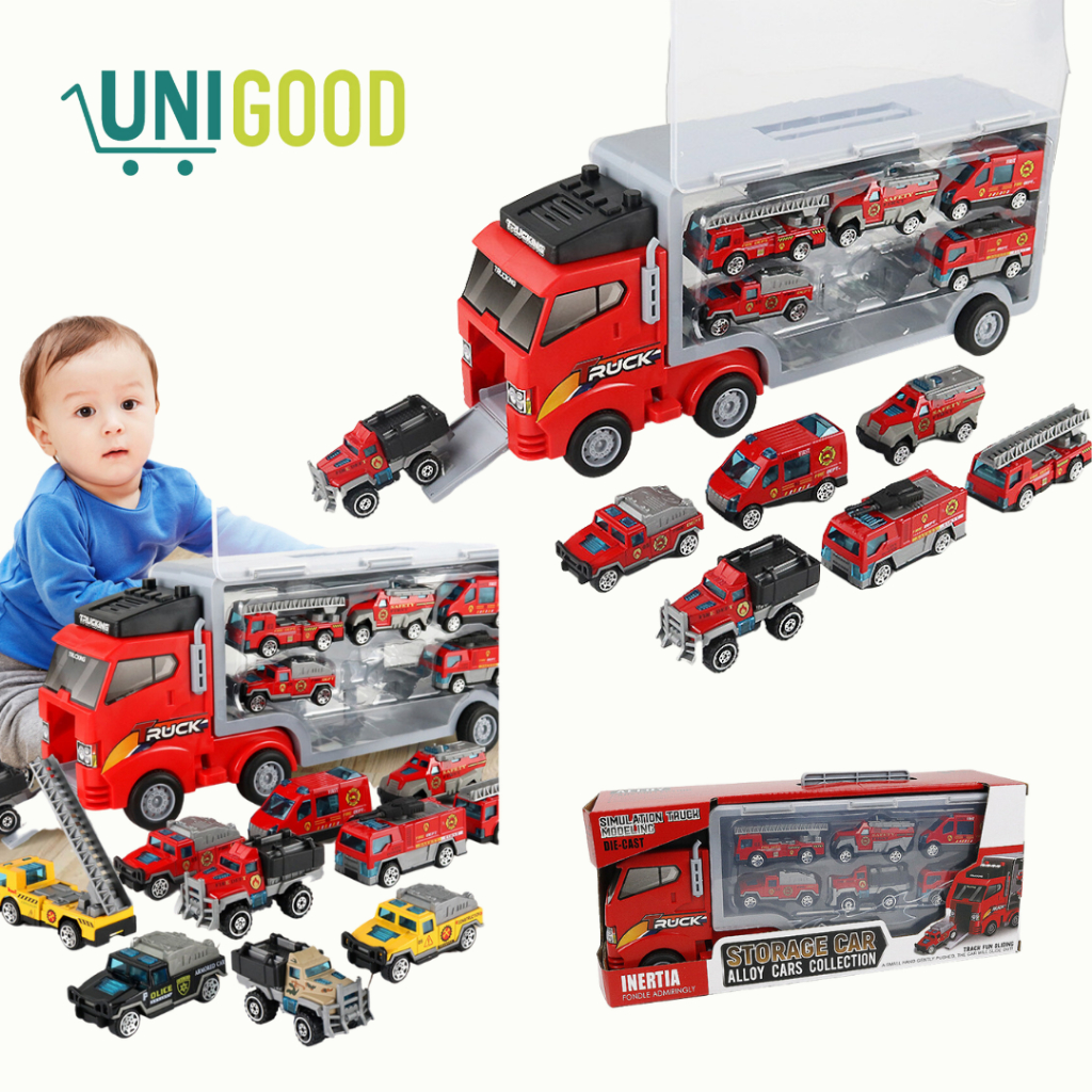 UNIGOOD - Mainan Mobil Anak Die Cast Car Storage Container Truck Kado Anak