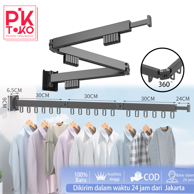 3STEP 120CM Jemuran Dinding Lipat Jemuran Aluminium Gantung Jemuran Baju Dinding Jemuran Lipat Serba
