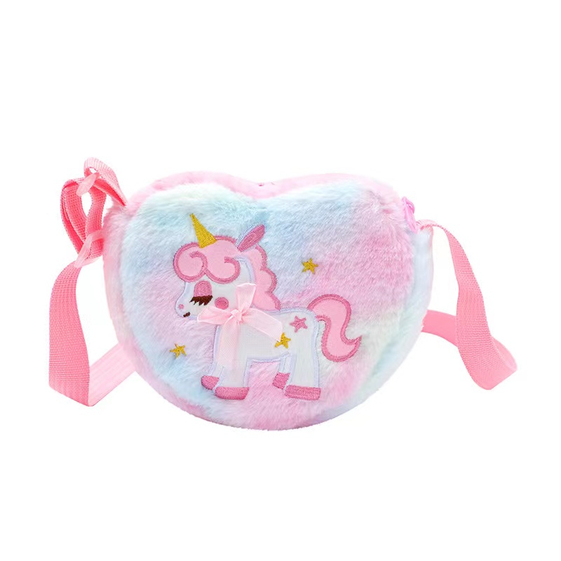 Messenger Tas Anak TK Kecil Ransel Hadiah Kartun Unicorn Plush Tas Bahu Anak Lucu Cinta Tas