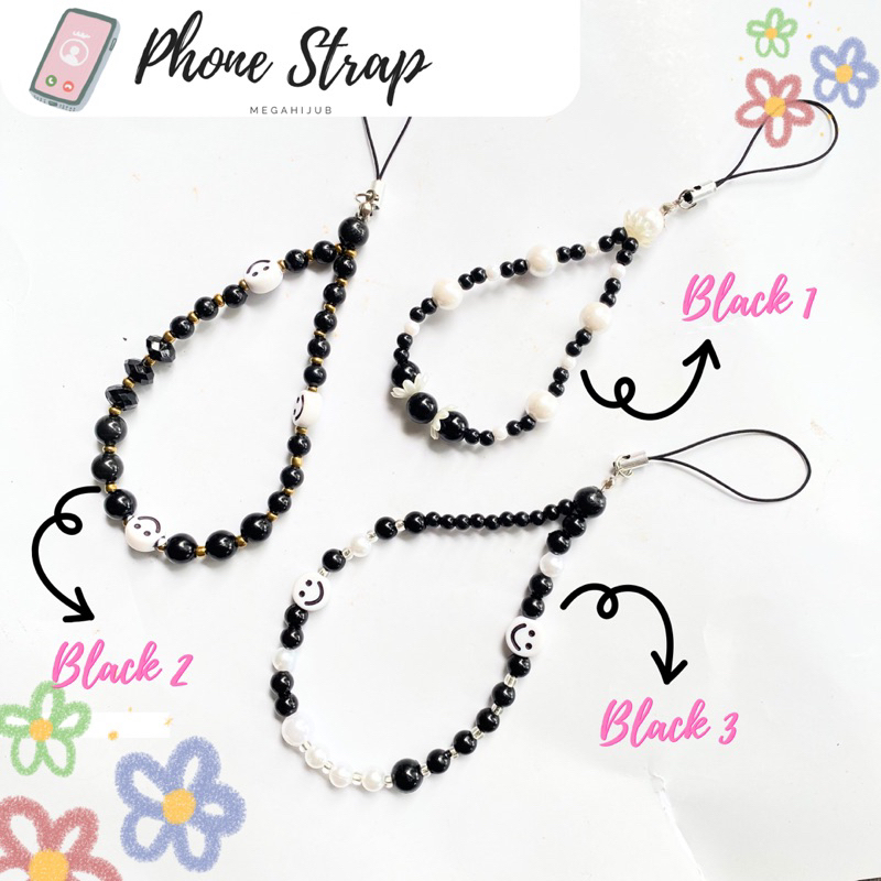 Phone strap simple / gantungan hp mutiara / phonestrap manik mutiara