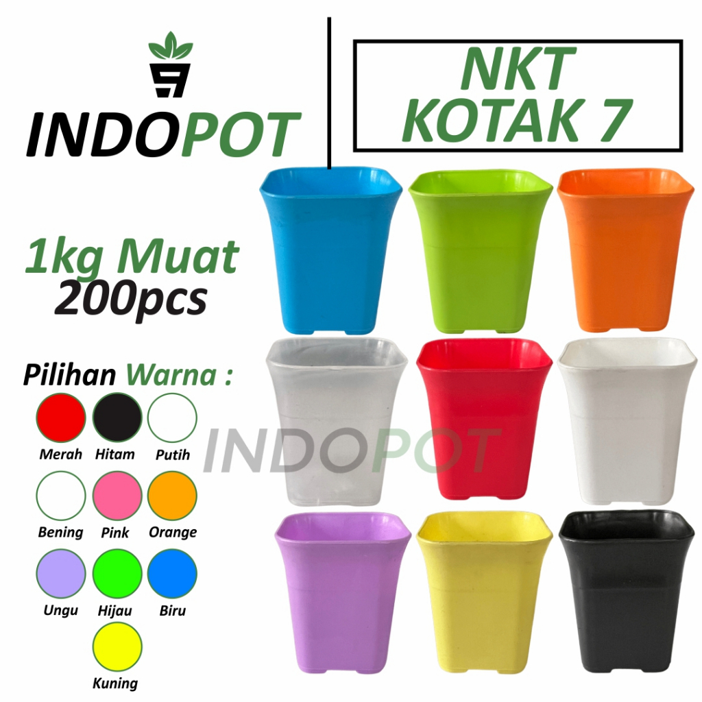 Pot NKT Kotak 7 Cm Warna-Warni Tanaman Hias Murah - Pot NKT Mini - Pot Plastik Kecil - Pot Kotak Can