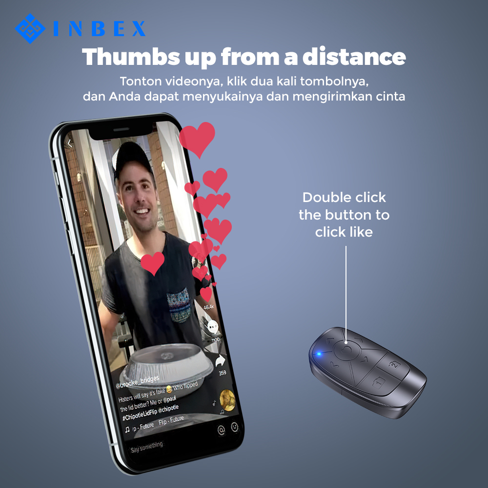 INBEX Bluetooth Remote Control/Remote Selfie Shutter for Android IOS Smartphone/5*3.3*1.05cm-2