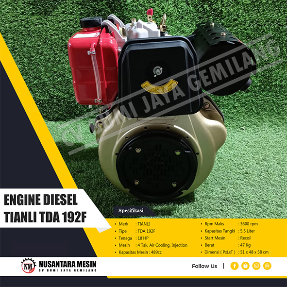 MESIN PENGGERAK SERBAGUNA / ENGINE DIESEL TIANLI TDA 192F SOLAR