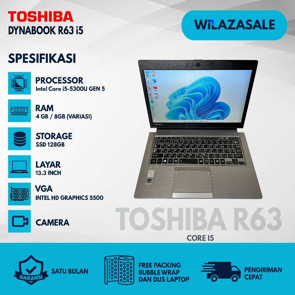 LAPTOP TOSHIBA DYNABOOK R632/ Z30A/ R63 CORE I5 SSD