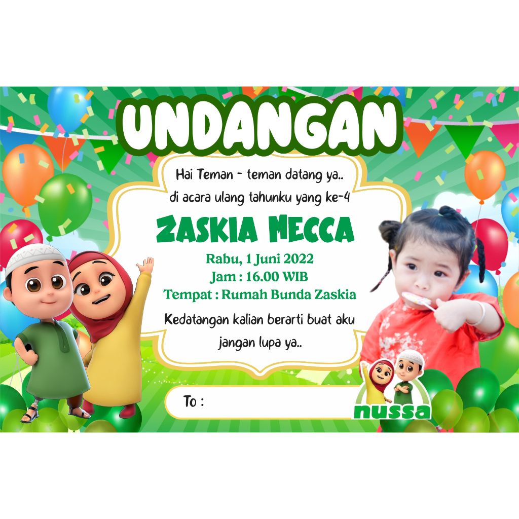 Undangan Ulang Tahun Anak/Undangan Tasyakuran/tema cewek