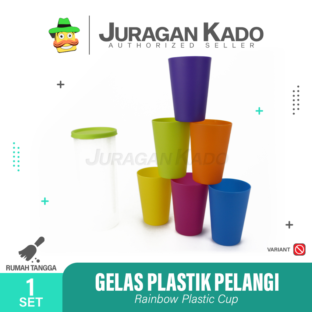 GELAS PELANGI GELAS PLASTIK RAINBOW PICNIC CUP SET SOUVERNIR HADIAH