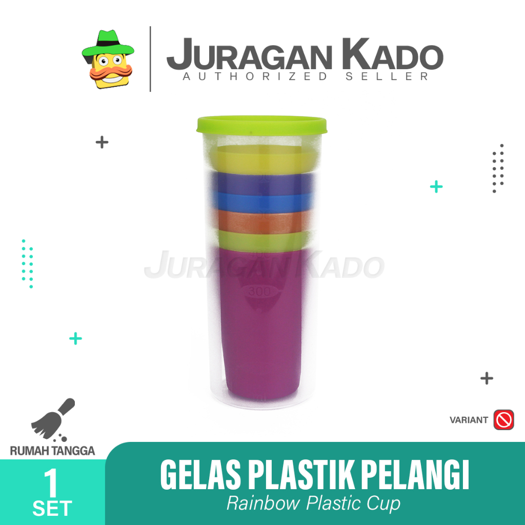 GELAS PELANGI GELAS PLASTIK RAINBOW PICNIC CUP SET SOUVERNIR HADIAH