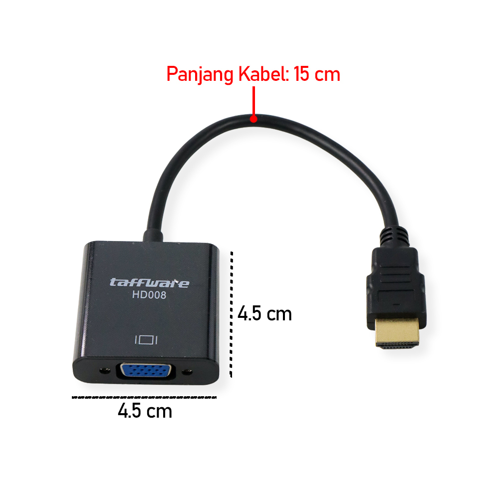 Kabel Adapter HDMI ke VGA Female - HD008 - Black