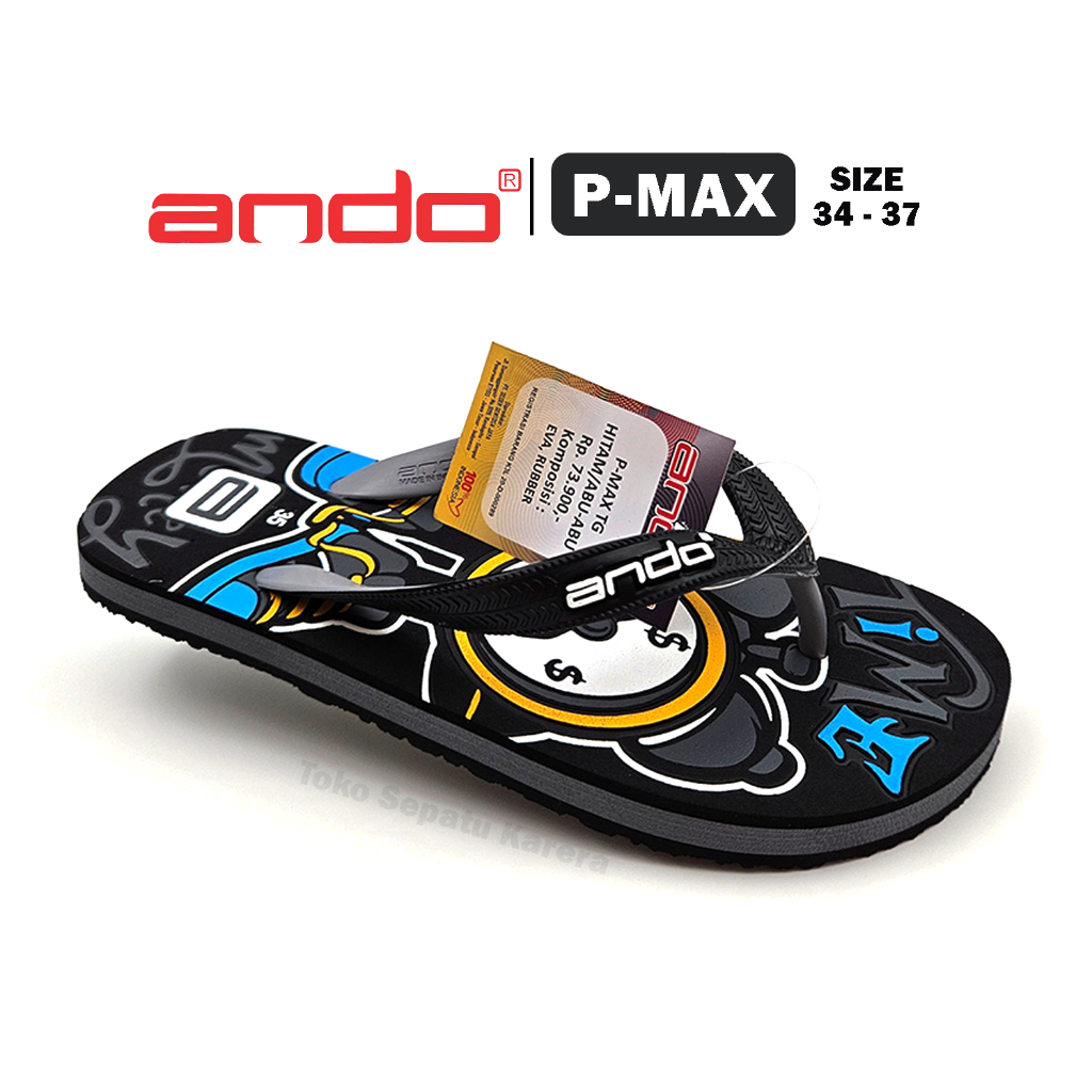 Sandal Jepit Anak Laki Laki – ANDO – P MAX – Size 34-37 – Outdoor – Casual – Fashion