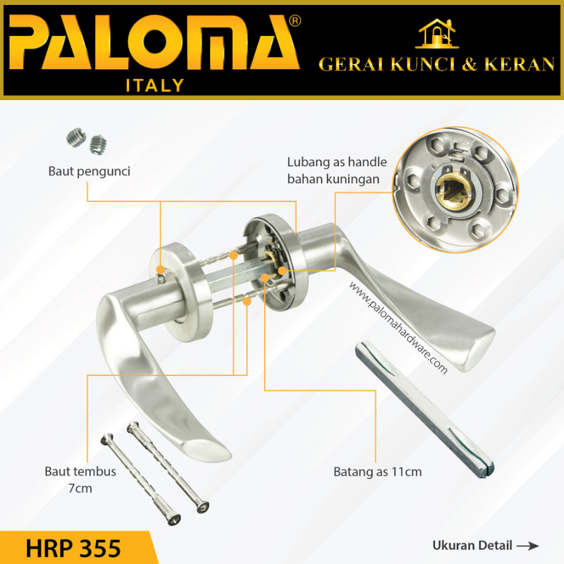 Handle Pintu Roses PALOMA HRP 355 LHT SALVIO SS GAGANG PINTU