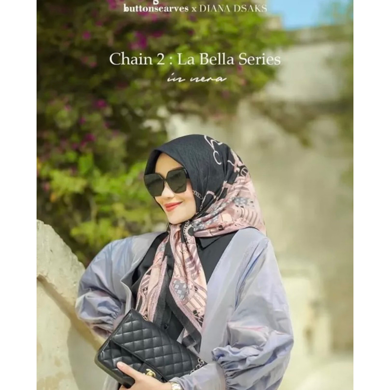 NEW‼️Buttonscarves Chain 2 La Bella Voal Square-Nera