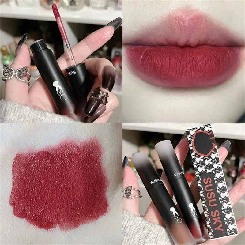 DARK SERRIES LIPSTICK CAPPUVINI MATTE LIP GLAZE LIPSTIK WARNA GELAP COKLAT COFFEE LIP GLOSS WATERPROOF