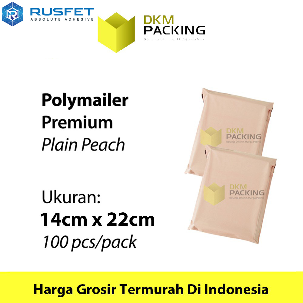 

Amplop Plastik Packing 14x22cm Polimailer RUSFET Polymailer PREMIUM TERMURAH Peach / PACK