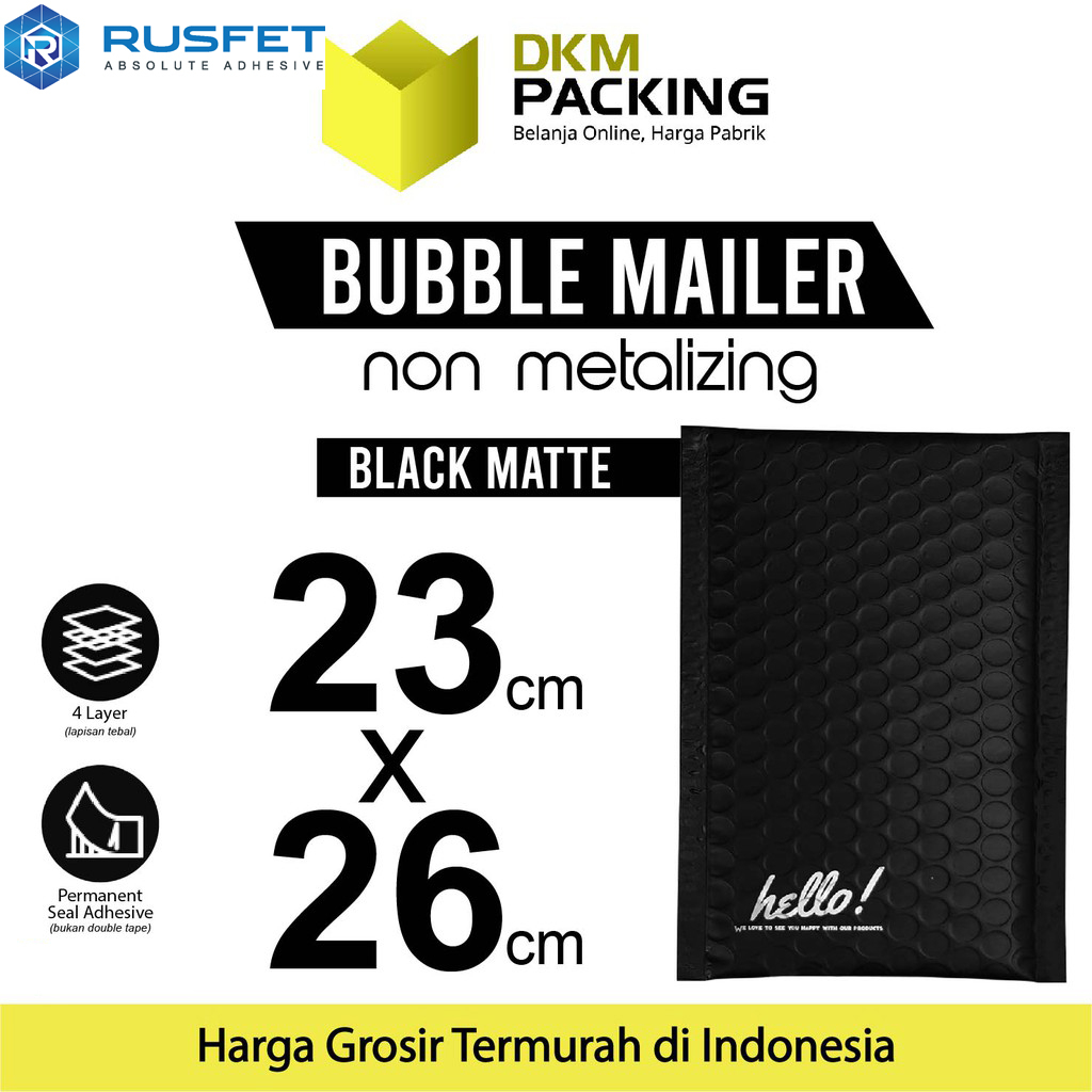 

AMPLOP BUBBLE WRAP BLACK 23x26cm RUSFET HITAM ENVELOPE BUBBLE BAG MAILER PREMIUM TERMURAH / SATUAN