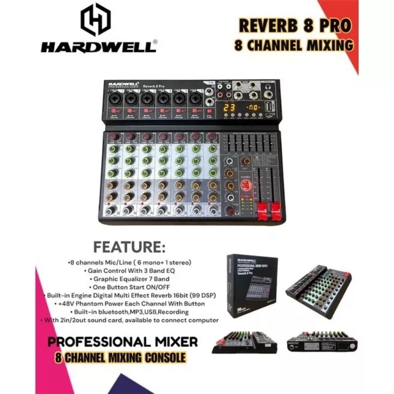 Mixer 8 chanel Hardwell Reverb 8 Pro ORIGINAL