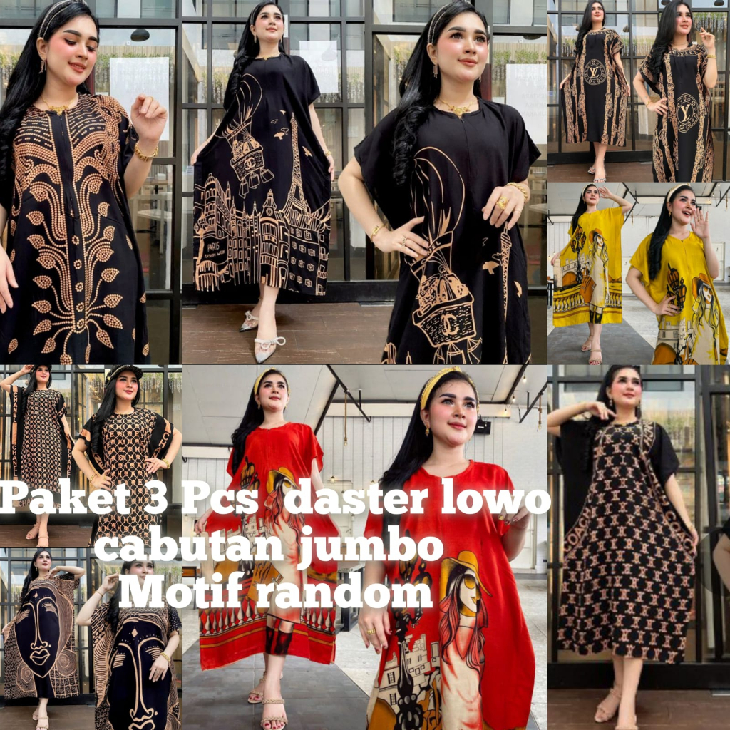 PAKET MURMER 3 DASTER LOWO  CABUTAN BUSUI JUMBO RESLETING   LD 120 LD 130 OVERSIZE KALONG KELELAWAR  BAJU TIDUR MURAH PAKAIAN WANITA BAHAN RAYON ADEM DIPAKAI COD