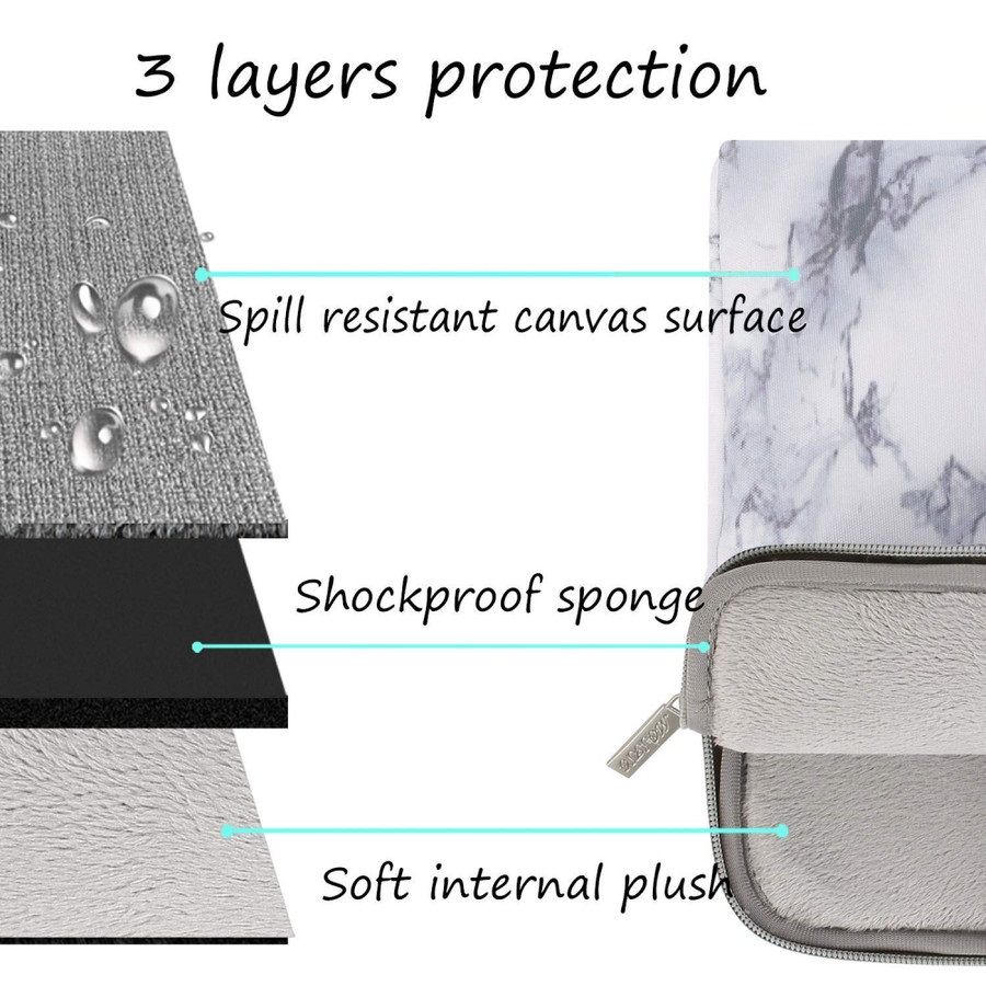 Tas Laptop Selempang Mosiso Shoulder Strap White Marble Size 13 14 15 16 inch