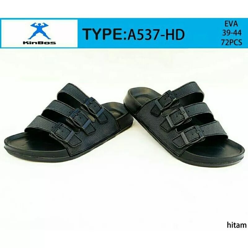 sandal pria terbaru sandal selop tali gesper 3 kinbos A537-bsm sandal pria terlaris