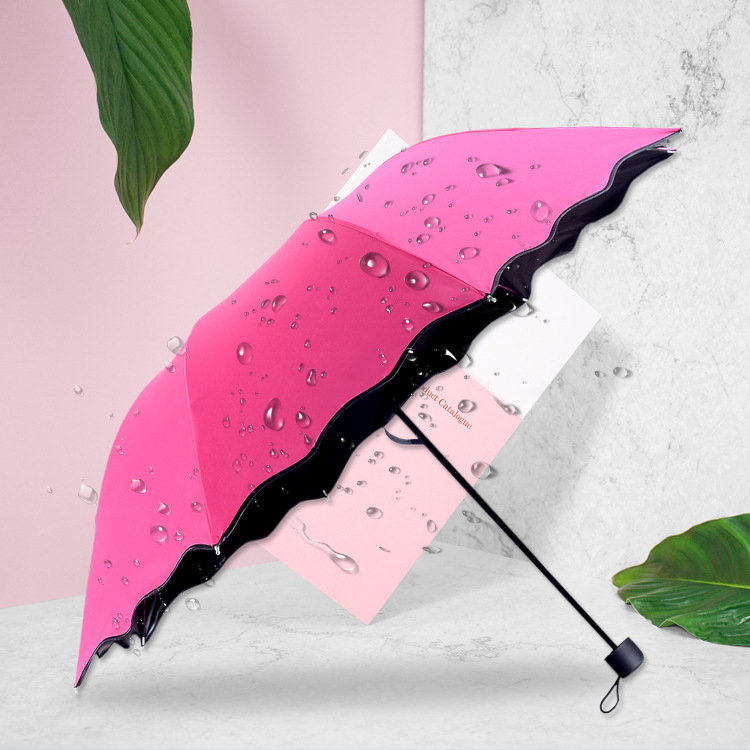 Payung Lipat 3D Magic Umbrella Payung Anti UV Ujung Gelombang Payung Ajaib Muncul Motif Saat Basah