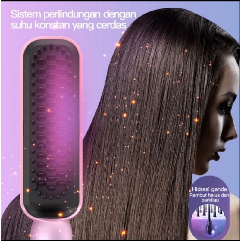 Omfu sisir pelurus rambut/sisir catokan curly keriting 2 in 1 SC01