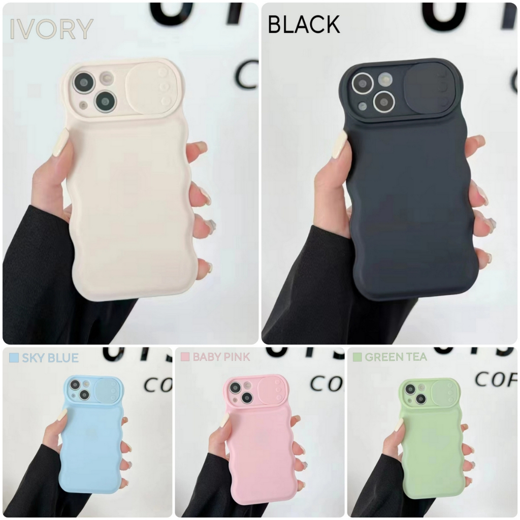 WSC - IPHONE X / XS / XR / 11 / 11 PRO / 11 PRO MAX / 12 / 12 PRO / 12 PRO MAX / 13 / 13 PRO / 13 PRO MAX / 14 / 14 PRO / 14 PRO MAX - SLIDING WAVE soft case gelombang berwarna-i pastel candy macaron