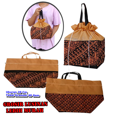 Tas Hajatan Serut Motif Batik 20 Cm Goodie Bag Tote Bag Batik Bag Pack Tas Souvenir