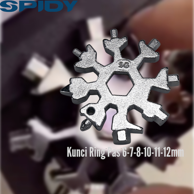 Spidy Kunci Salju L Ring Obeng Seba Guna Multi Tool 18 in 1 Snow Flake Pembuka Botol Gantungan Kunci Praktis