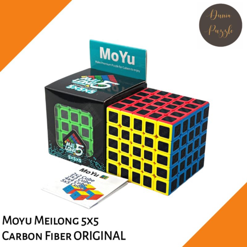 Rubik 5x5 Moyu Meilong 5x5 Carbon Fiber Stickerless sticker carbon Hitam ORIGINAL