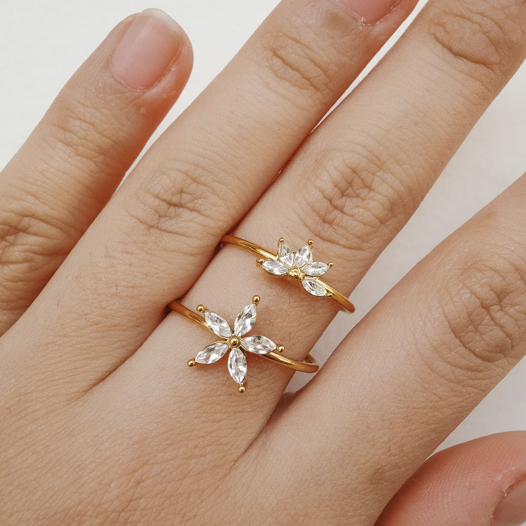 (CINCIN ANTI KARAT) DAISY &amp; LOTUS RING - STAINLESS STEEL