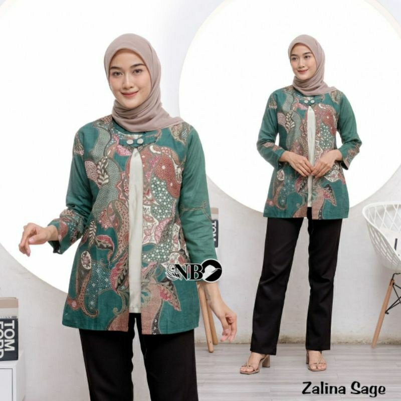 ATASAN BATIK WANITA BLOUSE SERAGAM KANTOR BAHAN KATUN HALUS ADEM