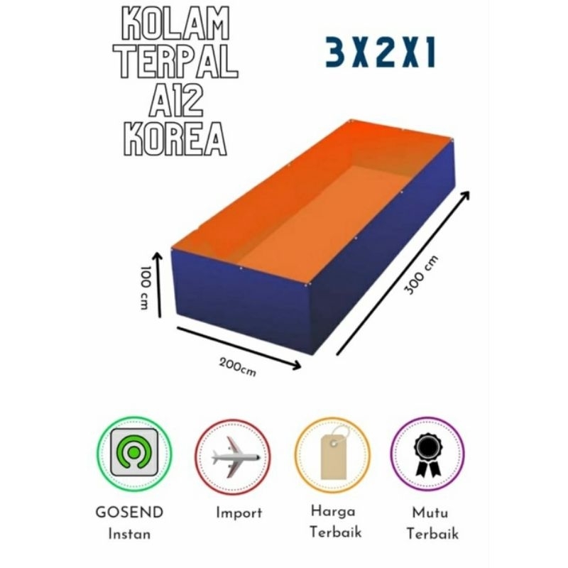 Terpal A12 300x200x100 Kolam Ikan Terpal Kolam Lele Terpal Kolam Korea