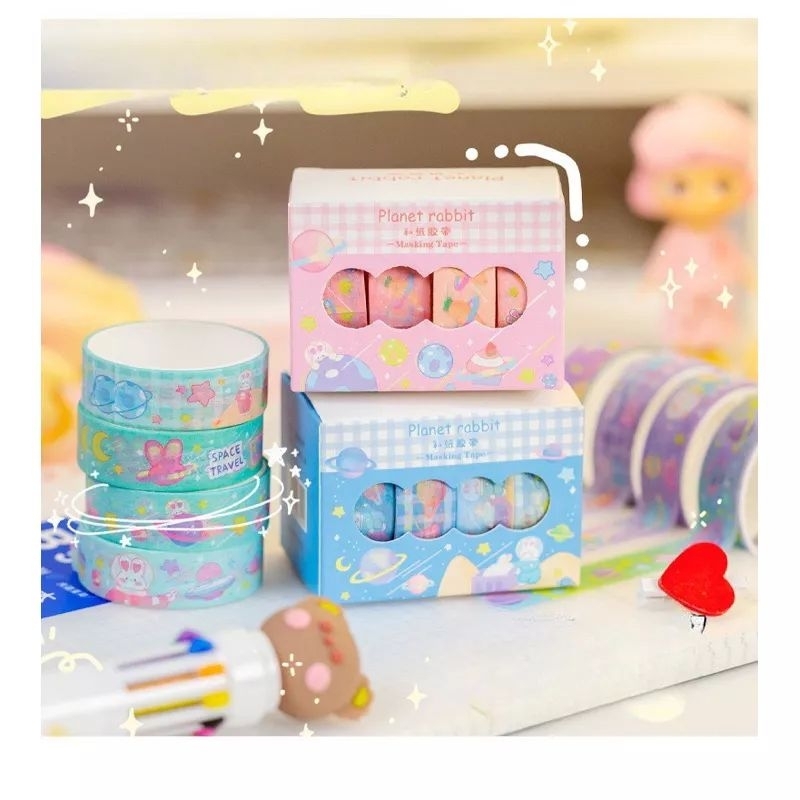 WASHI TAPE 4PCS/ BOX MASKING TAPE FANCY KAWAII INS RT96