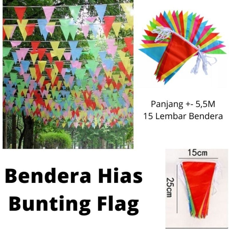 Bendera Umbul-Umbul 6 8 10 Titik Warna Warni Merah Putih Gergaji