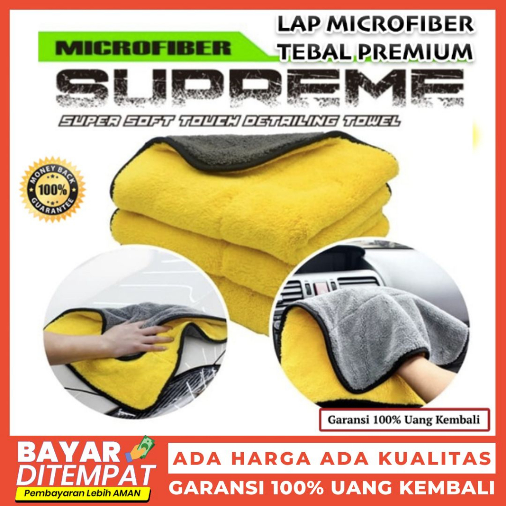 LAP MICROFIBER MOBIL KAIN HANDUK MIKROFIBER MICRO FIBER QUICK DRY TOWEL TEBAL SERBAGUNA KANEBO CUCI MOTOR CUCI MOBIL MOTOR PEMBERSIH NODA DAYA SERAP TINGGI PENGKILAP PENGHITAM POLES PENHILANG BARET LECET MESIN BODY