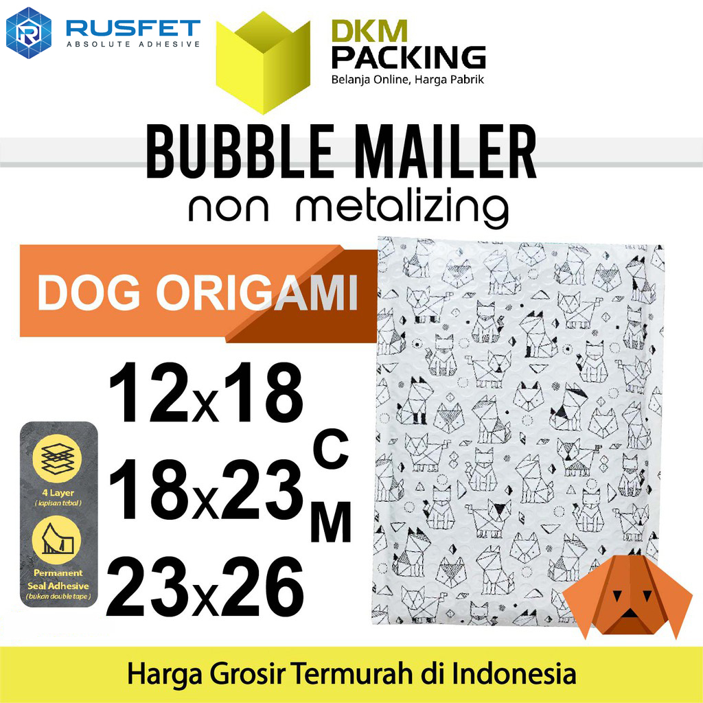 AMPLOP BUBBLE WRAP DOG ORIGAMI RUSFET ENVELOPE BUBBLE BAG MAILER PREMIUM TERMURAH / SATUAN