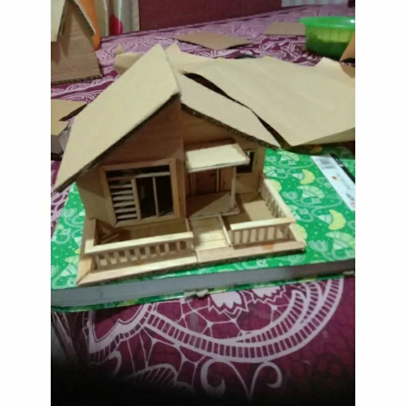 prakarya miniatur rumah dari kardus